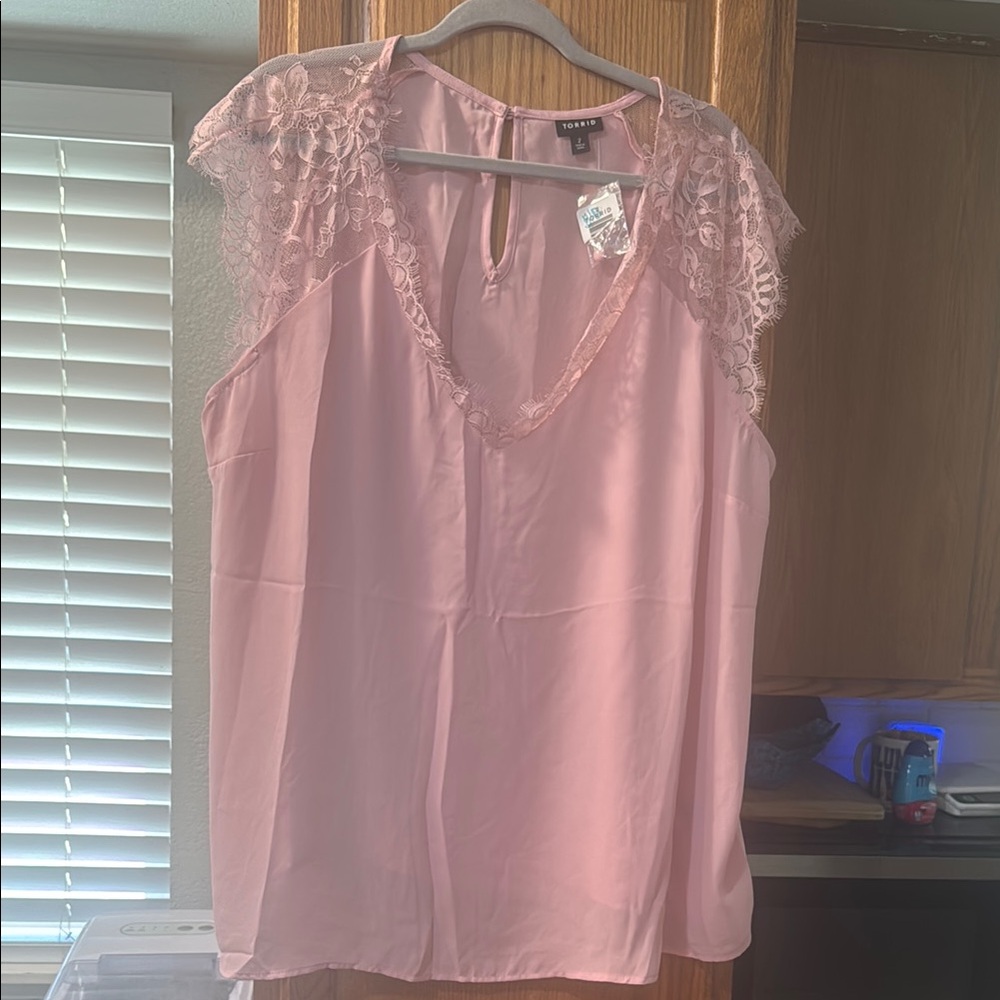 Torrid Blush Lace Accent Top